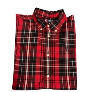 NWOT Chaps Boys XL 18/20 l/s red plaid button down shirt Holiday Christmas